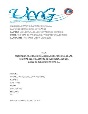 Motivacion Y Satisfaccion Laboral