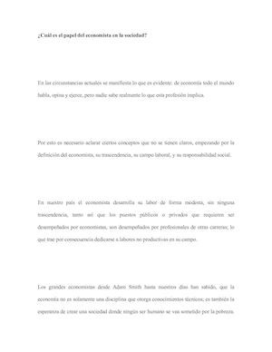 Importancia Del Economista En La Sociedad