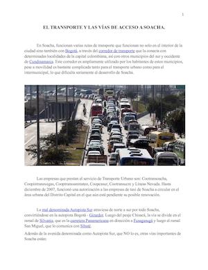 El Transporte Y Las Vías De Acceso A Soacha