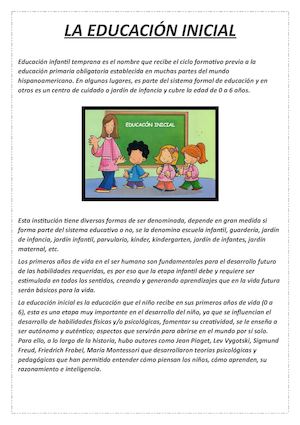 La Educación Infantil