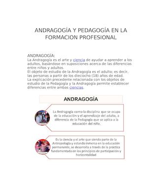 Andragogía Y Pedagogía En La Formacion Profesional