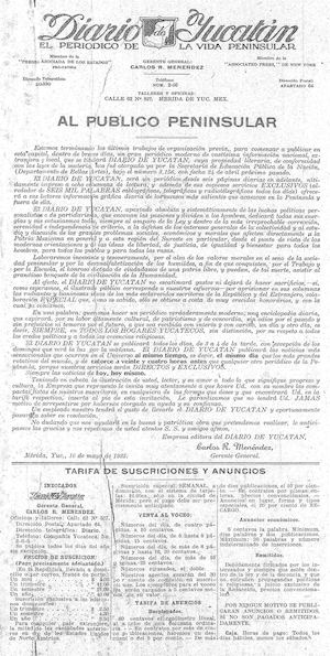La primera edición de Diario de Yucatán