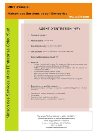 Agent D'entretien 1 Poste 20h Aurélie