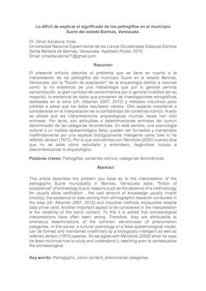 Lo Difícil De Explicar El Significado De Los Petroglifos En El Municipio Sucre Del Estado Barinas