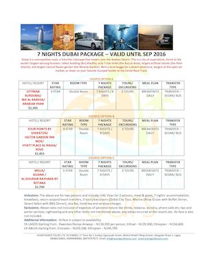 7 Nights Dubai Package Summer 2016
