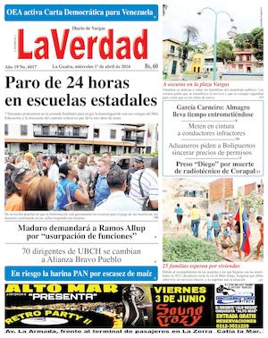 La Guaira, miercoles 01 junio de 2016 Año 19 Nº. 6018