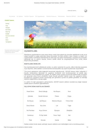 Mantolama Renkleri, Dış Cephe Renk Kartelası _ GNYAPI