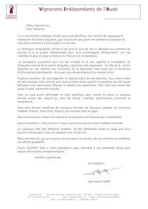 Lettre Pour Les Vignerons