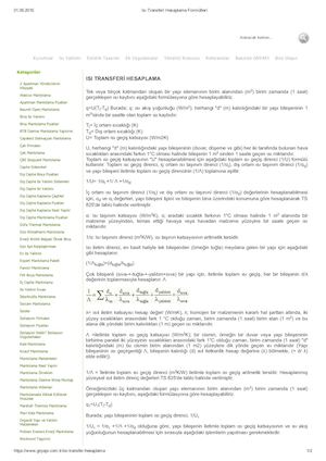 Isı Transferi Hesaplama Formülleri