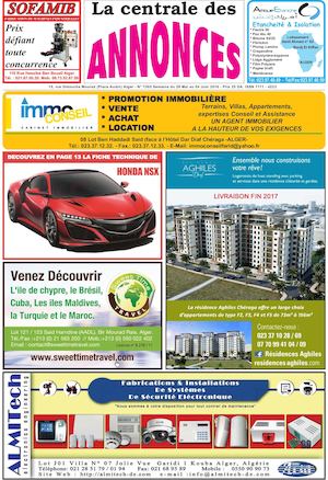 La Centrale des Annonces N° 1305 Semaine du 29 Mai au 04 Juin 2016