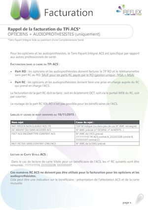 MEO / Rappel De La Facturation du TPI ACS