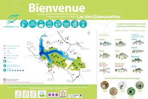 Panneau informatif du lac de GRAOUSSETTES FDAAPPMA 47 2016