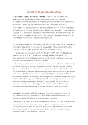 Desviación Típica Y Varianza En Spss