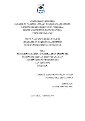 Nutrición y su Inflluencia en la educacion