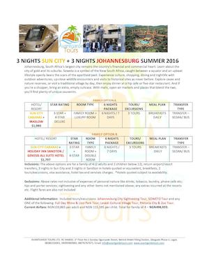 Summer Family Packages - Various Destinations