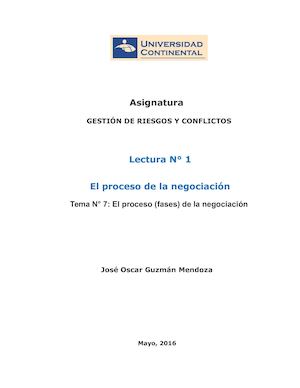 Tema 7 Lectura 1 El Proceso De La Negociación