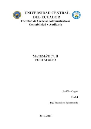 Portafolio De Matemática II (Primer Hemisemestre)