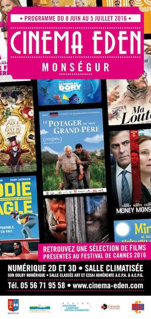 Cinéma Eden Monségur programme juin juillet 2016