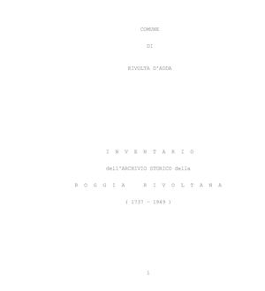 Archivio Storico Roggia Rivoltana - Indici 1737-1949