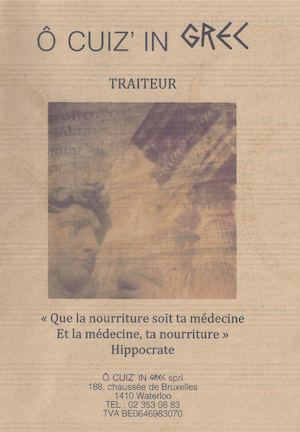 Restaurant O Cuiz'In Grec (Waterloo) - Menu / Carte