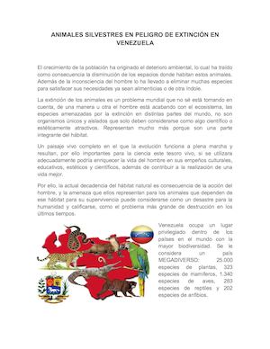 Animales Silvestres En Peligro De Extinción En Venezuela