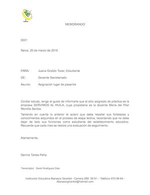 Ejemplo Memorando