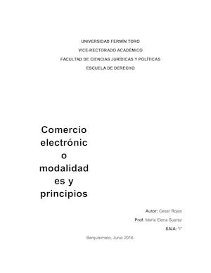 Comercio Electrónico Modalidades Y Principios