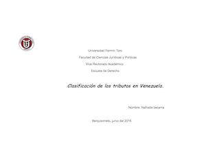 Clasificacion De Los Tributos En Venezuela