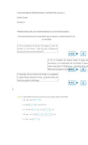 Evaluacion De Matematicas Y Geometria Periodo 2