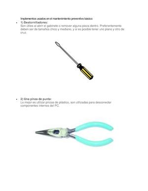 Implementos Usados En El Mantenimiento Preventivo Básico
