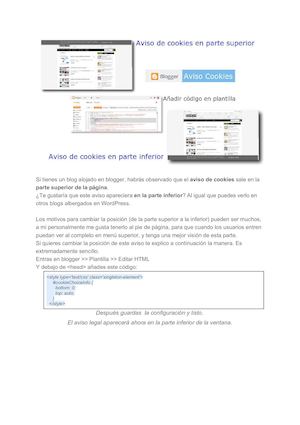 Cambiar posición de aviso de cookies en Blogger