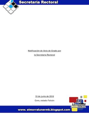 Notificación acto de grado por Secretaria  en la ciudad de Coro