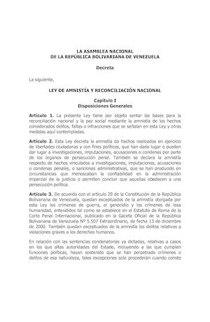 Ley De Amnistia Sancionada 2016
