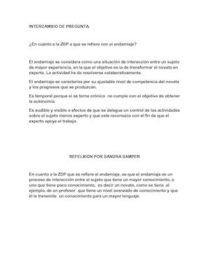 INTERCAMBIO DE PREGUNTA Y REFLEXIÓN