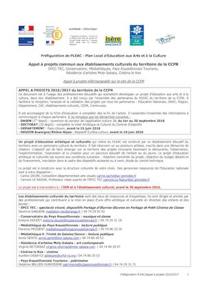 Pleac Calaméo - Pleac Appel à Projet 16 17