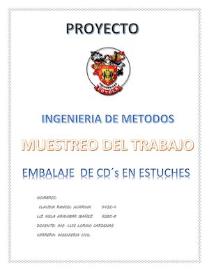 Proyecto De Metodos Muestreo Del Trabajo