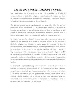 Las Tic Como Camino Al Mundo Espiritual