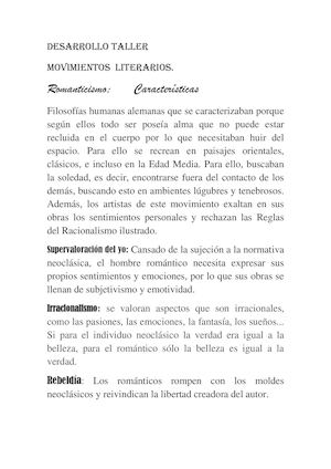 taller movimientos literarios