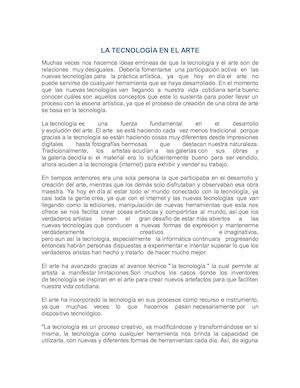 La Tecnología En El Arte