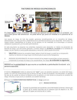 Factores De Riesgo Ocupacionales