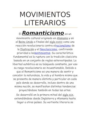 Movimientos Literarios