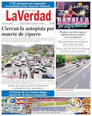 La Guaira, sábado 11 de junio de 2016 Año 19 Nº 6028