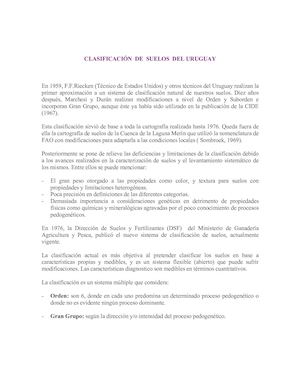 Clasificacion De Suelos Del Uruguay 1, Leer