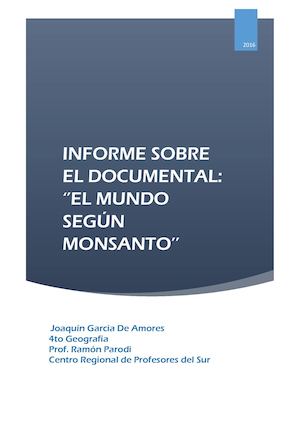 El mundo según Monsanto
