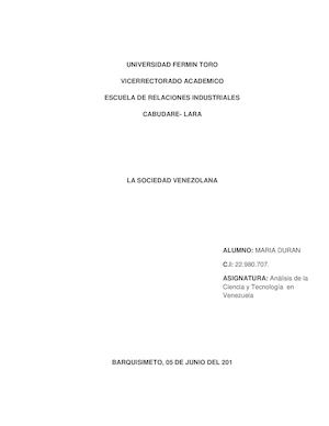Ensayo Sociedad Venezolana