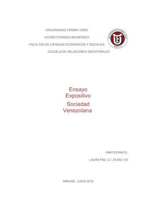 Ensayo Expositivo Sociedad Venezolana