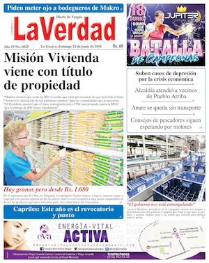 La Guaira, domingo 12 de junio de 2016 Año 19 Nº. 6029