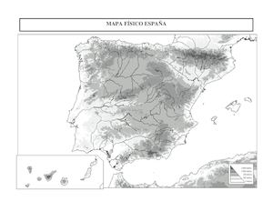 Mapa Mudo Fisico Espana
