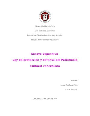 Patrimonio Cultural Ensayo expositivo