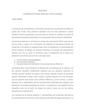 La Mirada Externa Analisis Y Reflexiones